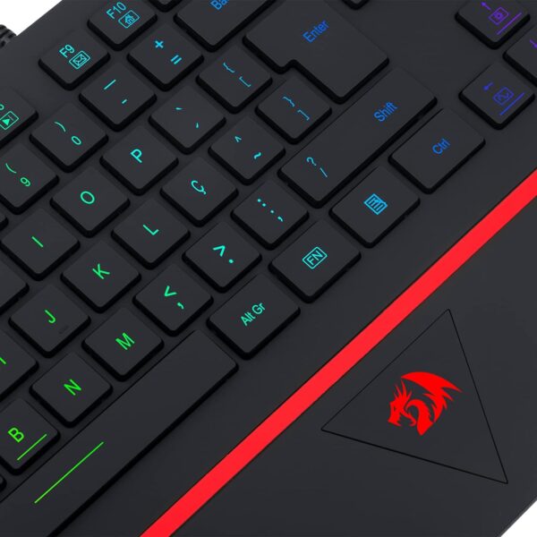 Teclado Gamer Membrana Redragon Karura 2 RGB ABNT2 Preto - K502RGB, UNICO