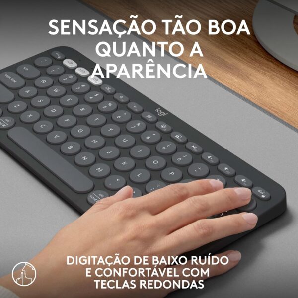 Teclado sem fio Logitech Pebble Keys 2 K380s com Conexão Bluetooth